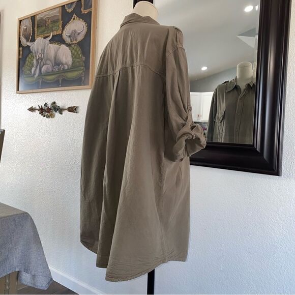 Avenue Womens Cotton Collared 3/4 Sleeve Button Down Shirt Dress Size 18/20 - Picture 8 of 10